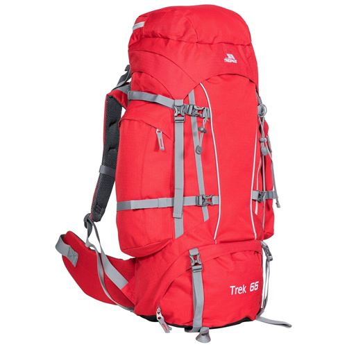 Trespass 'Trek' 66 Litre Camping Hiking Bag Travel Backpack Red Tone 66 Litre Red Tone / 66 Litre Ash / 66 Litre Olive / 66 Litre Electric Blue / 66 Litre