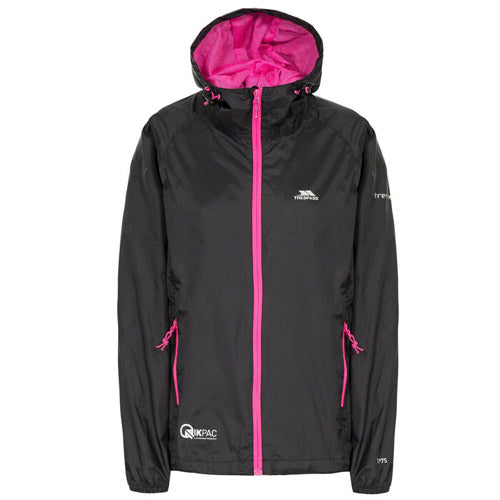 Trespass Qikpac Ladies Waterproof Hooded Jacket - Clearance Black XS Black / XS Moss / XXL Navy / XL Navy / S Moss / XS Navy / 3XL Moss / XL Raspberry / XL Navy / XS Raspberry / XS Moss / M Navy / M Black / XL Black / M Navy / L Navy / XXL Moss / L Black / S Raspberry / XXL Black / L Raspberry / M Raspberry / L Black / XXL Raspberry / S Moss / S