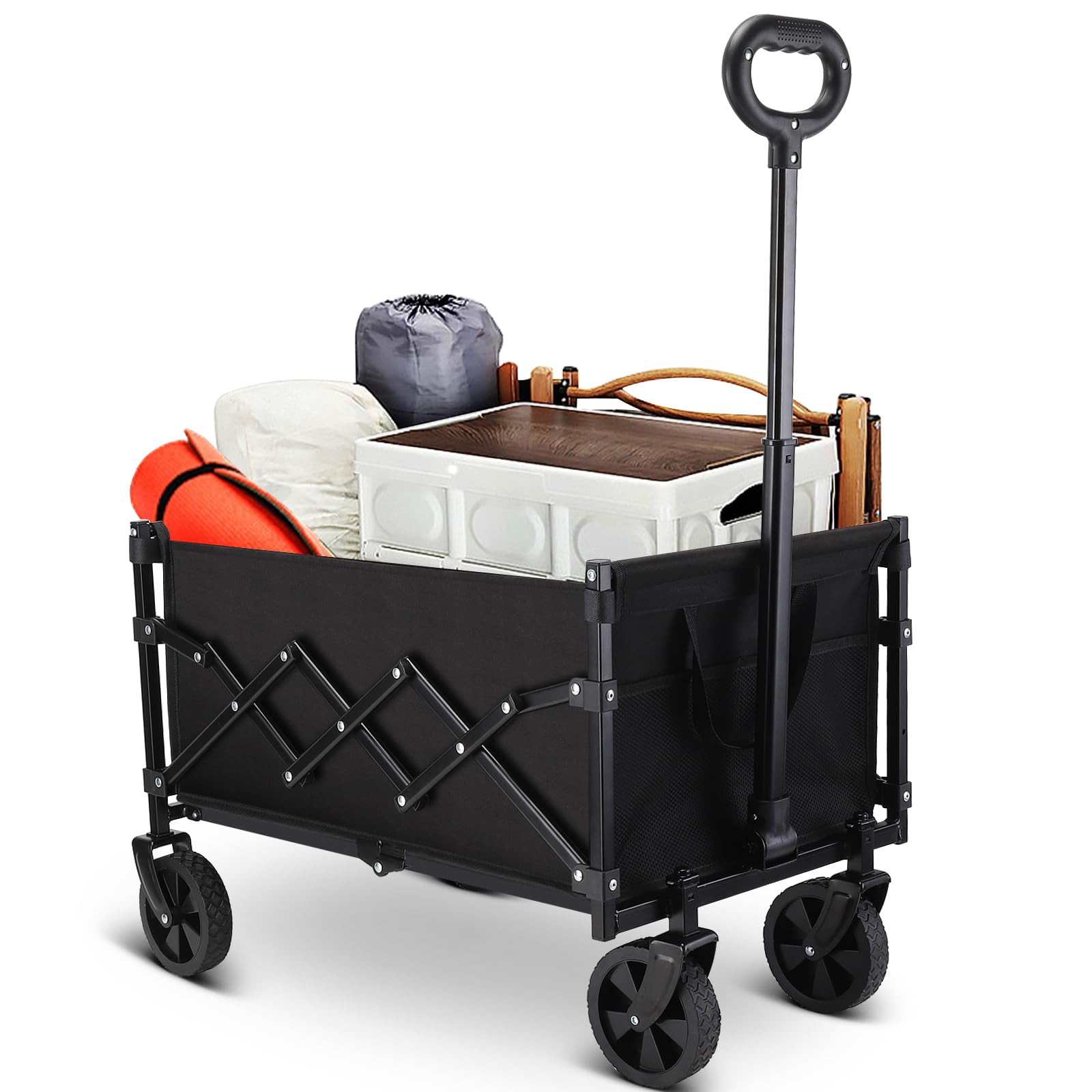 RYGEO Festival Trolley Foldable Utility Wagon Cart with Wheels and Telescopic Handle for Gardening, Camping, Shopping and Outdoor Sport Garden Tool Organisers Default Title Default Title