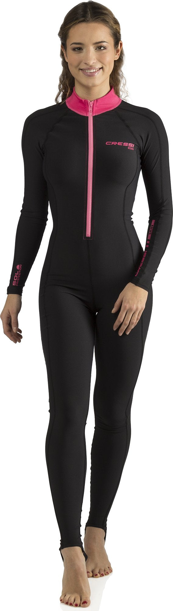 Cressi Women's 1mm One piece wetsuit Skin, Black Pink, XL/5 UK