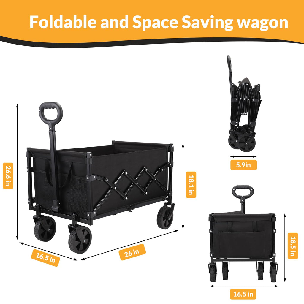 RYGEO Festival Trolley Foldable Utility Wagon Cart with Wheels and Telescopic Handle for Gardening, Camping, Shopping and Outdoor Sport Garden Tool Organisers Default Title Default Title