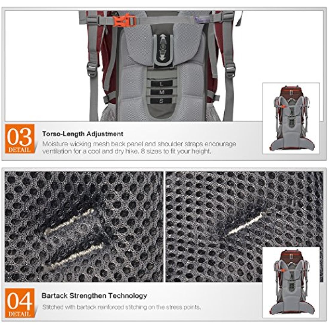 MOUNTAINTOP 70L Hiking Backpack water-resistant Internal Frame Backpacks Large Trekking Mountaineering Rucksack with Rain Cover for Men Women Cover Outdoor External Frame Backpacks Default Title Default Title