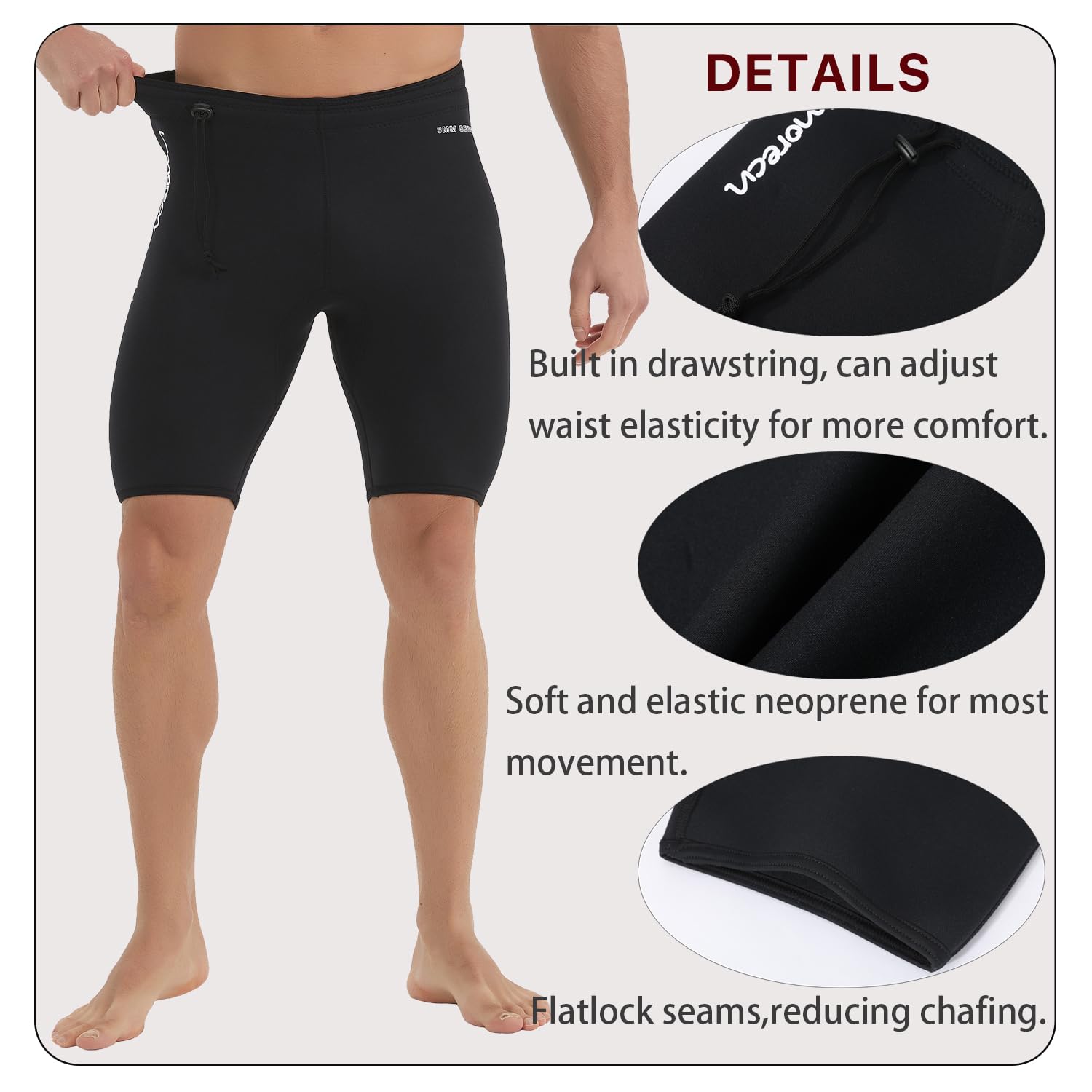 Lemorecn Wetsuits Pants Shorts 3mm Neoprene Canoeing Swimming Pants(UK1035-2XL)