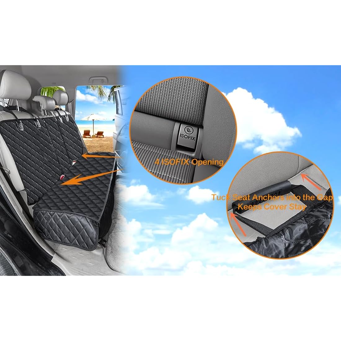 ANOSOSPECIAL Dog Car Seat Cover for Back Seat Cover for Kids,Waterproof Universal Fit Pet Rear Seat Protector for Van SUV (XL, Black) Seat Covers Default Title Default Title
