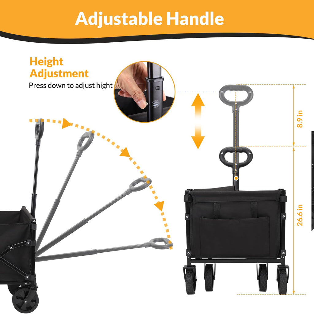 RYGEO Festival Trolley Foldable Utility Wagon Cart with Wheels and Telescopic Handle for Gardening, Camping, Shopping and Outdoor Sport Garden Tool Organisers Default Title Default Title