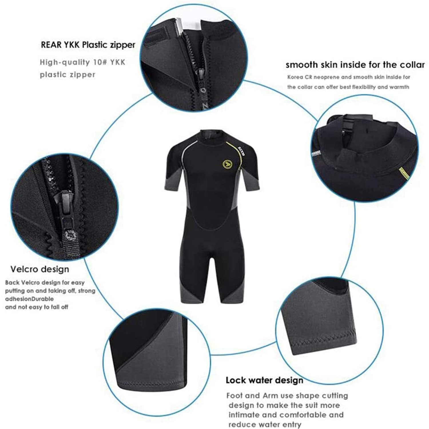 ZCCO Men's Shorty Wetsuits 1.5mm Neoprene Back Zip Short Sleeve for Scuba Diving,Spearfishing,Snorkeling,Surfing?2XL