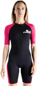 CRESSI Tiburon Lady Shorty Wetsuit 2mm - Wetsuit Shorty Women's made of Neoprene Ultra Stretch 1.5/2mm and Elastane, Black/Pink, L/4
