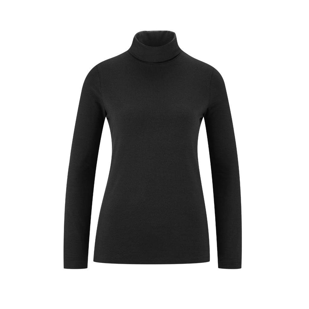 Organic Long Sleeve Stretch Turtleneck T-shirt: Womens Clearance XS Black XS / Black S / Black L / Black XL / Black XS / Heather Grey S / Heather Grey M / Heather Grey L / Heather Grey XL / Heather Grey