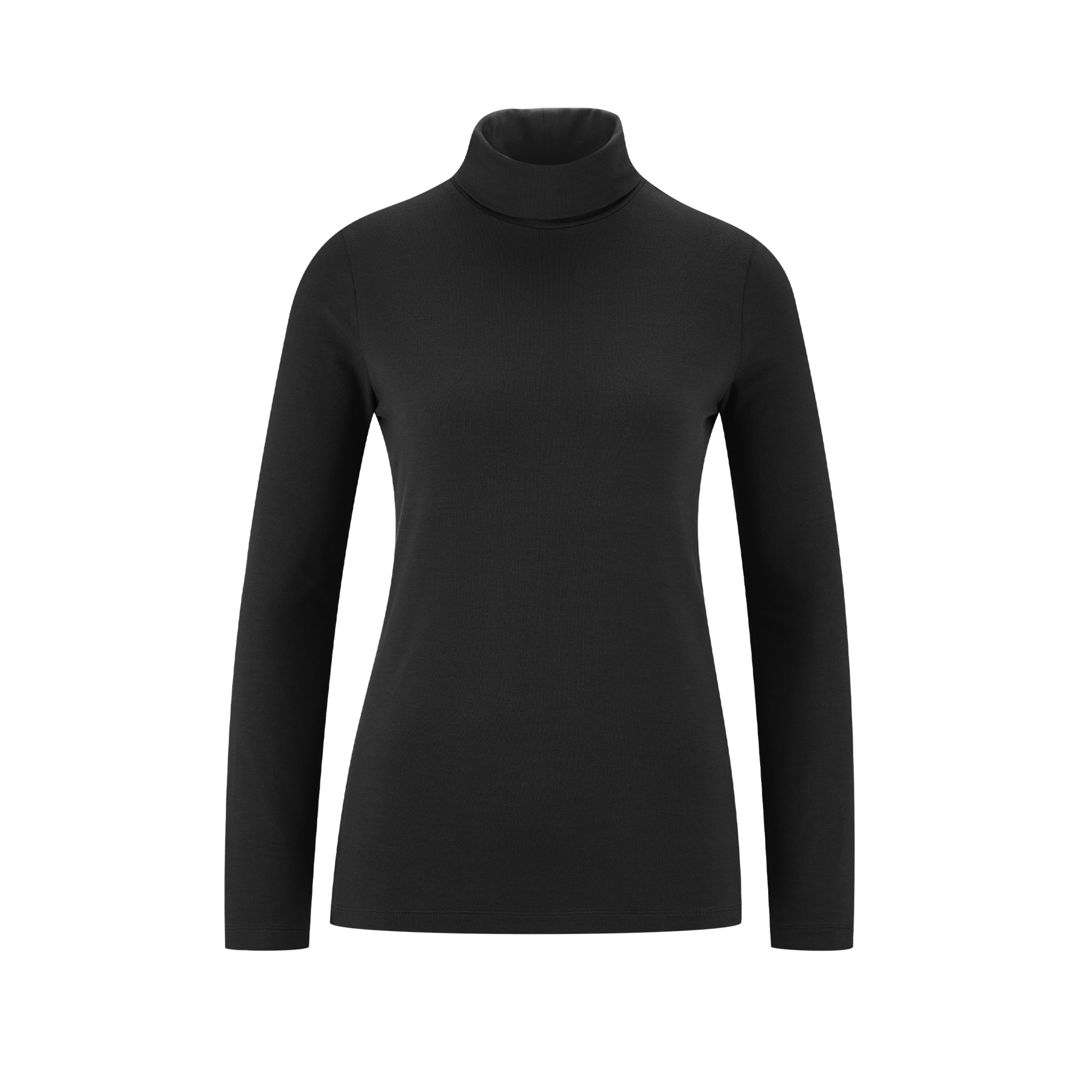 Organic Long Sleeve Stretch Turtleneck T-shirt: Womens Clearance XS Black XS / Black S / Black L / Black XL / Black XS / Heather Grey S / Heather Grey M / Heather Grey L / Heather Grey XL / Heather Grey