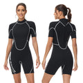 Owntop 3/2mm Shorty Wetsuit Women - Back Zip Wet Suit for Diving Surfing, Short Sleeve Diving Suits Stretch Neoprene for Water Sports, Women Black M Wetsuits Default Title Default Title