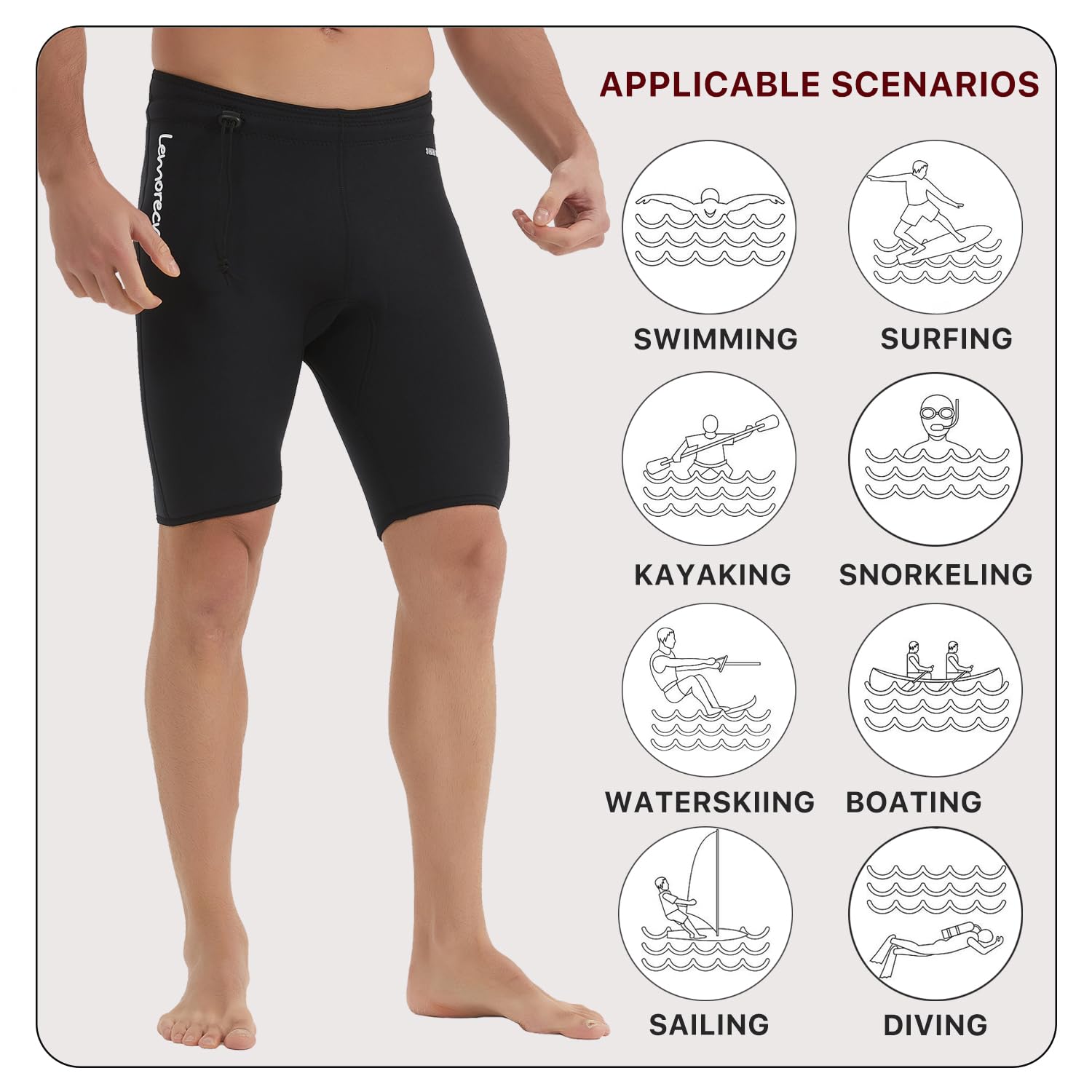Lemorecn Wetsuits Pants Shorts 3mm Neoprene Canoeing Swimming Pants(UK1035-XL) Wetsuits Default Title Default Title