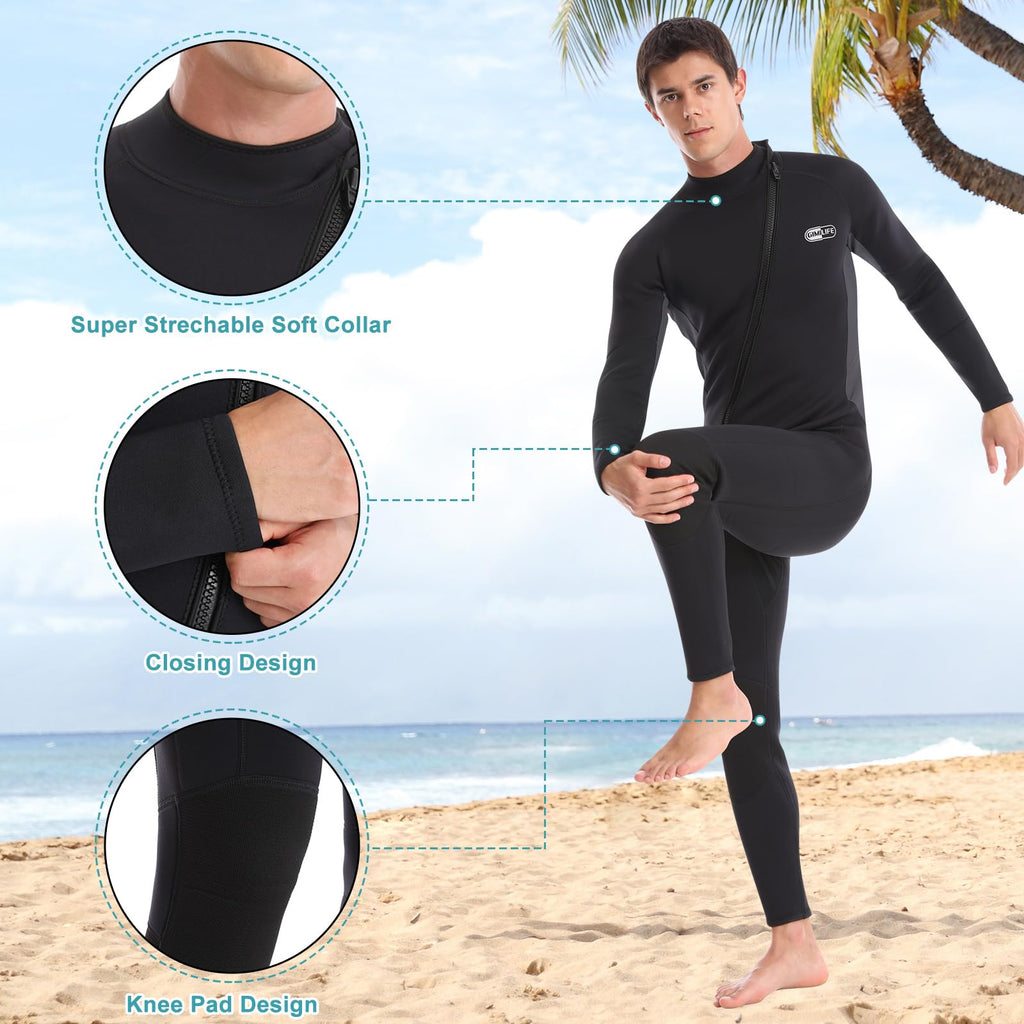 Wetsuit for Men, Mens Wetsuits Full Length Wetsuit, 3mm Neoprene Wet Suit Mens Wetsuit Wet Suits for Diving Snorkeling Swimming Surfing Wetsuits Default Title Default Title