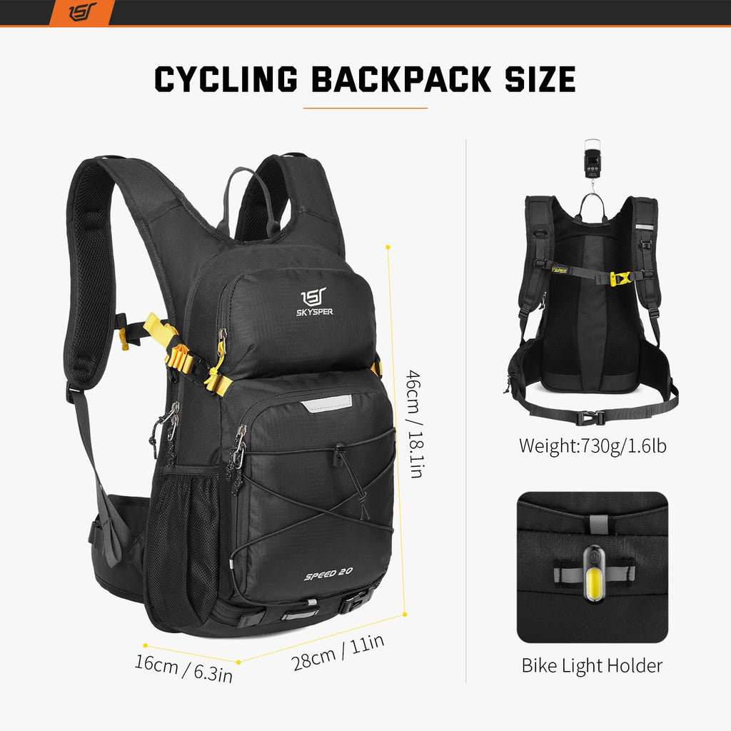 SKYSPER Cycling Backpack 20L Lightweight Bike Backpack for Men Women Running Rucksack for Biking Hiking Climbing(Black) Backpacks Default Title Default Title