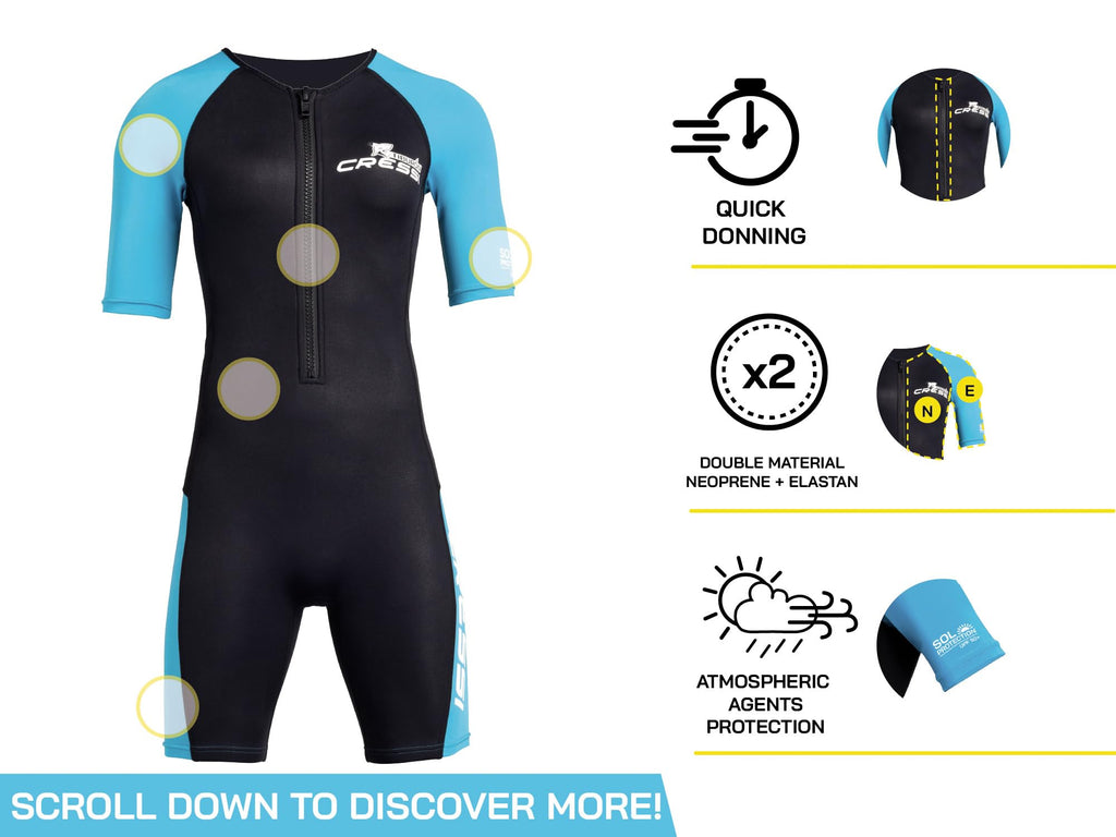 Cressi Womens Tiburon Lady Monopiece 2 Mm Shorty Wetsuit, Black/Aquamarine, S EU Wetsuits Default Title Default Title