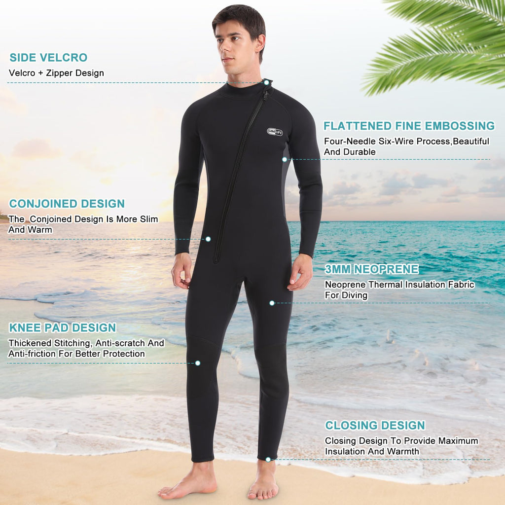 Wetsuit for Men, Mens Wetsuits Full Length Wetsuit, 3mm Neoprene Wet Suit Mens Wetsuit Wet Suits for Diving Snorkeling Swimming Surfing Wetsuits Default Title Default Title