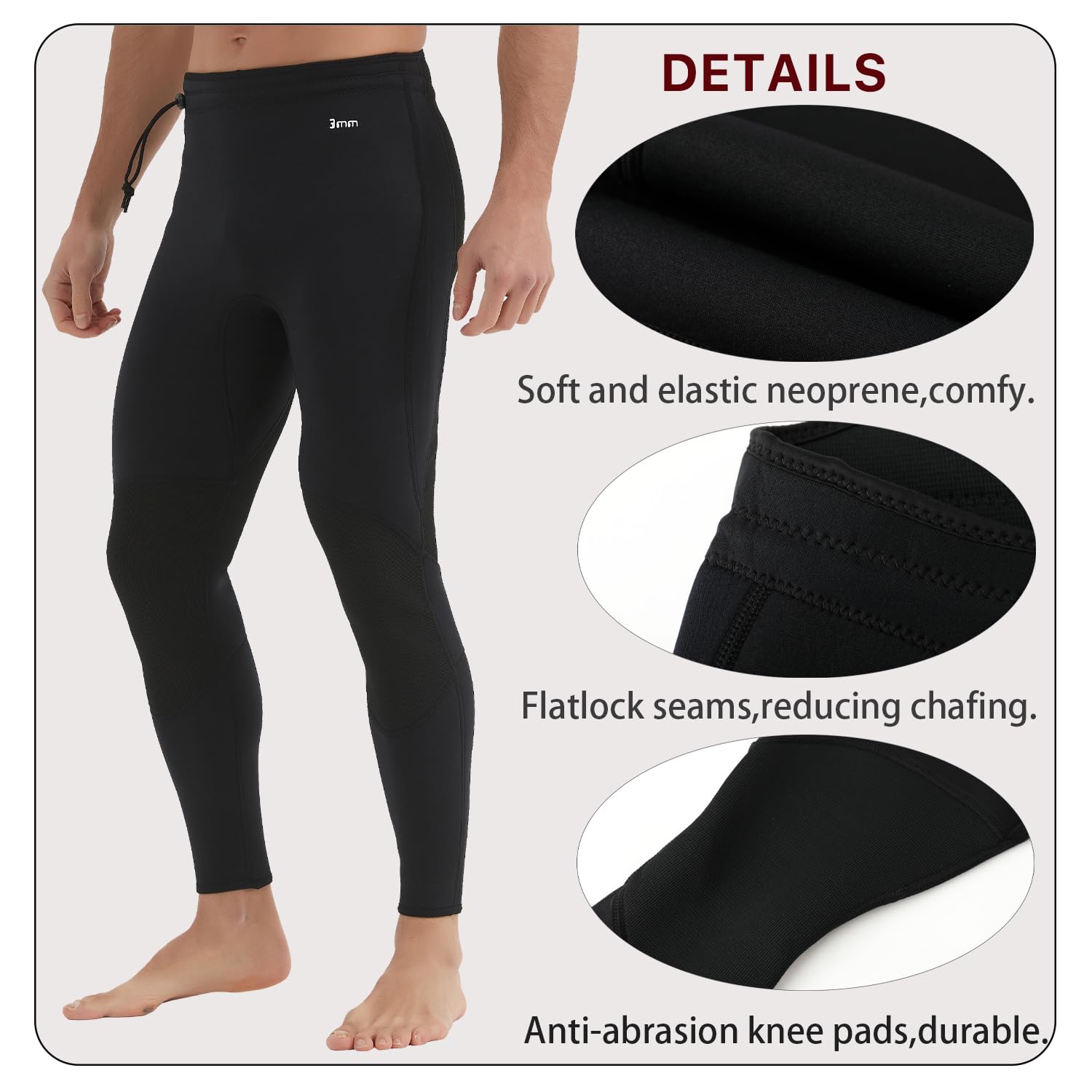 Lemorecn Wetsuits Pants 3mm Neoprene Swimming Canoeing Pants(UK1031-L?