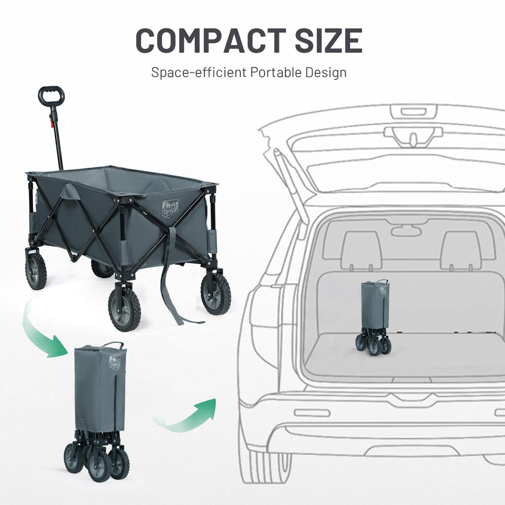 TIMBER RIDGE Festival Trolley on Wheels with Adjustable Handle, 135L Collapsible Wagon Cart for Camping Outdoor Picnic Beach Garden, Heavy Duty Garden Tool Organisers Default Title Default Title