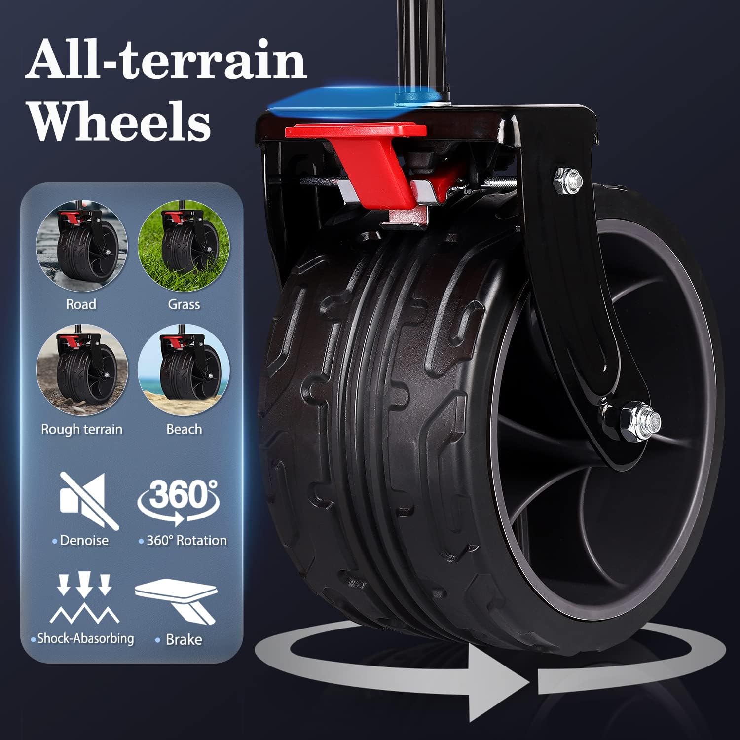 Sekey 200L Folding Festival Trolley with All-Terrain Extra Wide Wheels and Brake, Heavy-Duty Cart Loadable up to 150KG, Patented Four-Directional Garden Tool Organisers Default Title Default Title