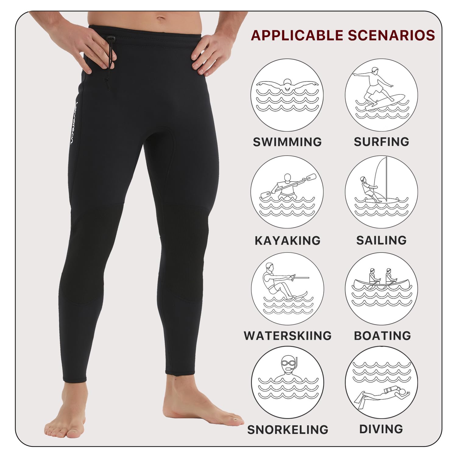 Lemorecn Wetsuits Pants 3mm Neoprene Swimming Canoeing Pants(UK1031-2XL?