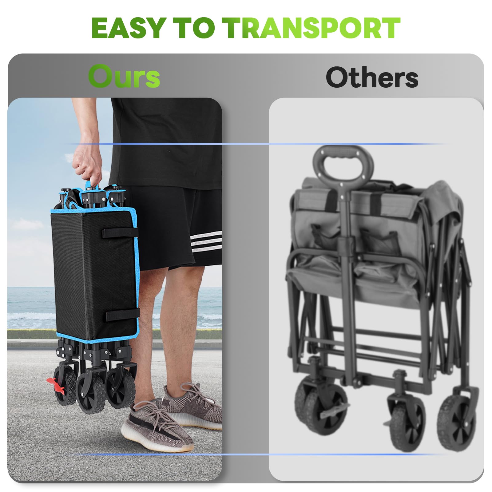 Folding Festival Trolley on Wheels - Foldable Camping Cart 150L Pull Along Garden Wagon Heavy Duty Trolley for Beach Shopping Fishing Picnic Outdoor Garden Tool Organisers Default Title Default Title