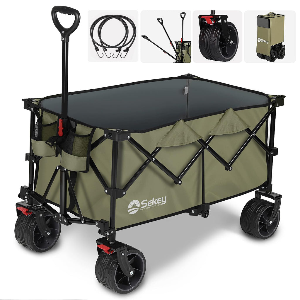 Sekey 200L Folding Festival Trolley with All-Terrain Extra Wide Wheels and Brake, Heavy-Duty Cart Loadable up to 150KG, Patented Four-Directional Garden Tool Organisers Default Title Default Title