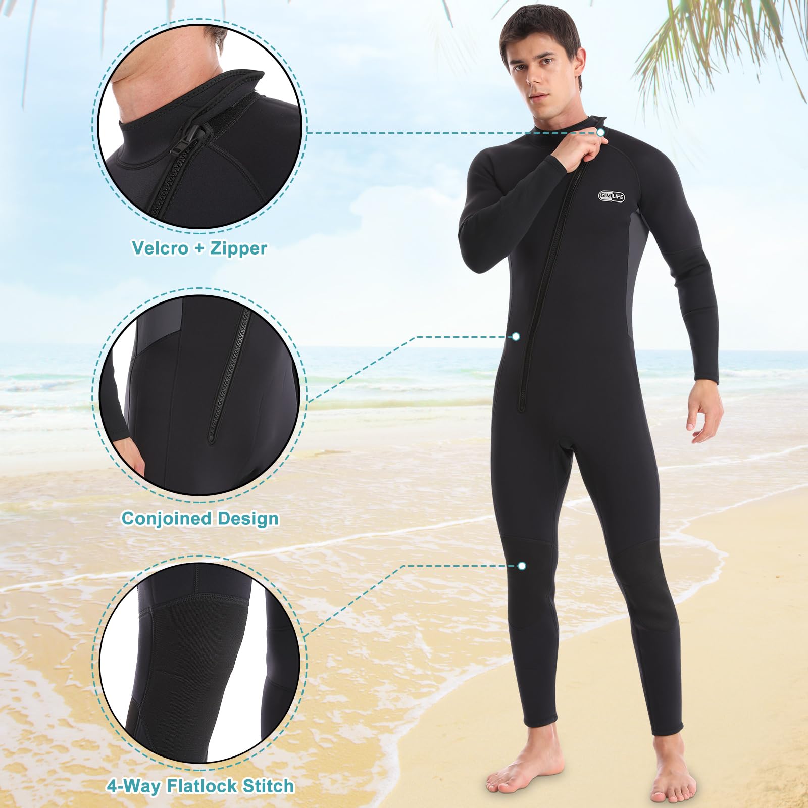 Wetsuit for Men, Mens Wetsuits Full Length Wetsuit, 3mm Neoprene Wet Suit Mens Wetsuit Wet Suits for Diving Snorkeling Swimming Surfing Wetsuits Default Title Default Title