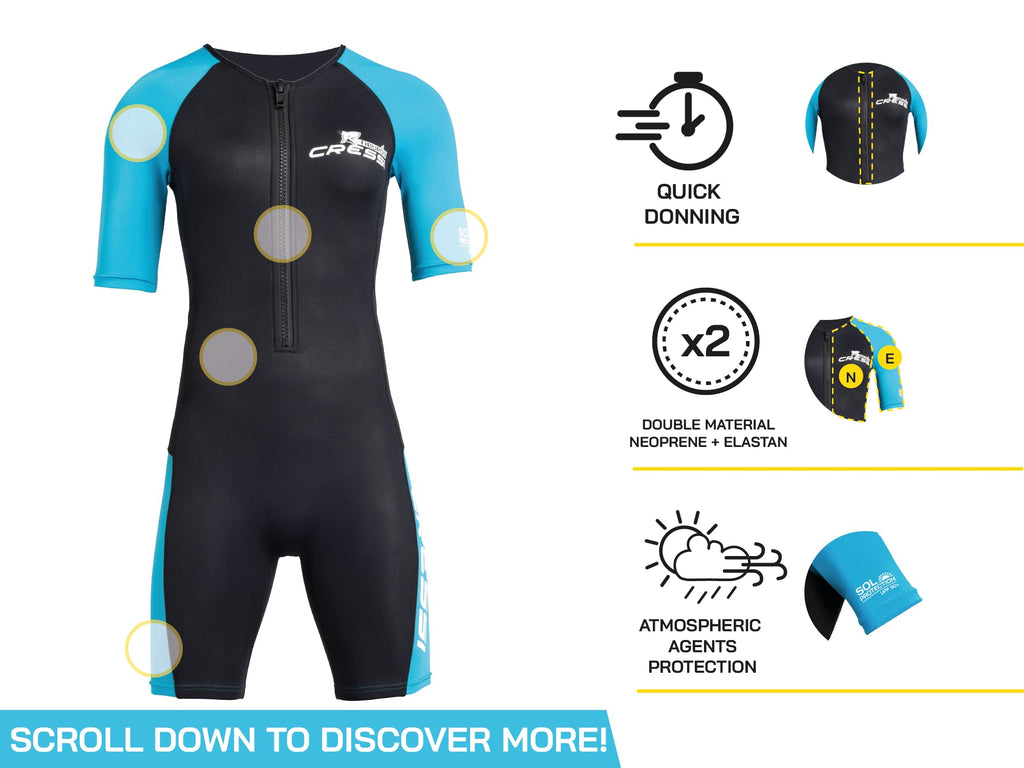 CRESSI Tiburon Lady Shorty Wetsuit 2mm - Wetsuit Shorty Women's made of Neoprene Ultra Stretch 1.5/2mm and Elastane, Black/Pink, S/2