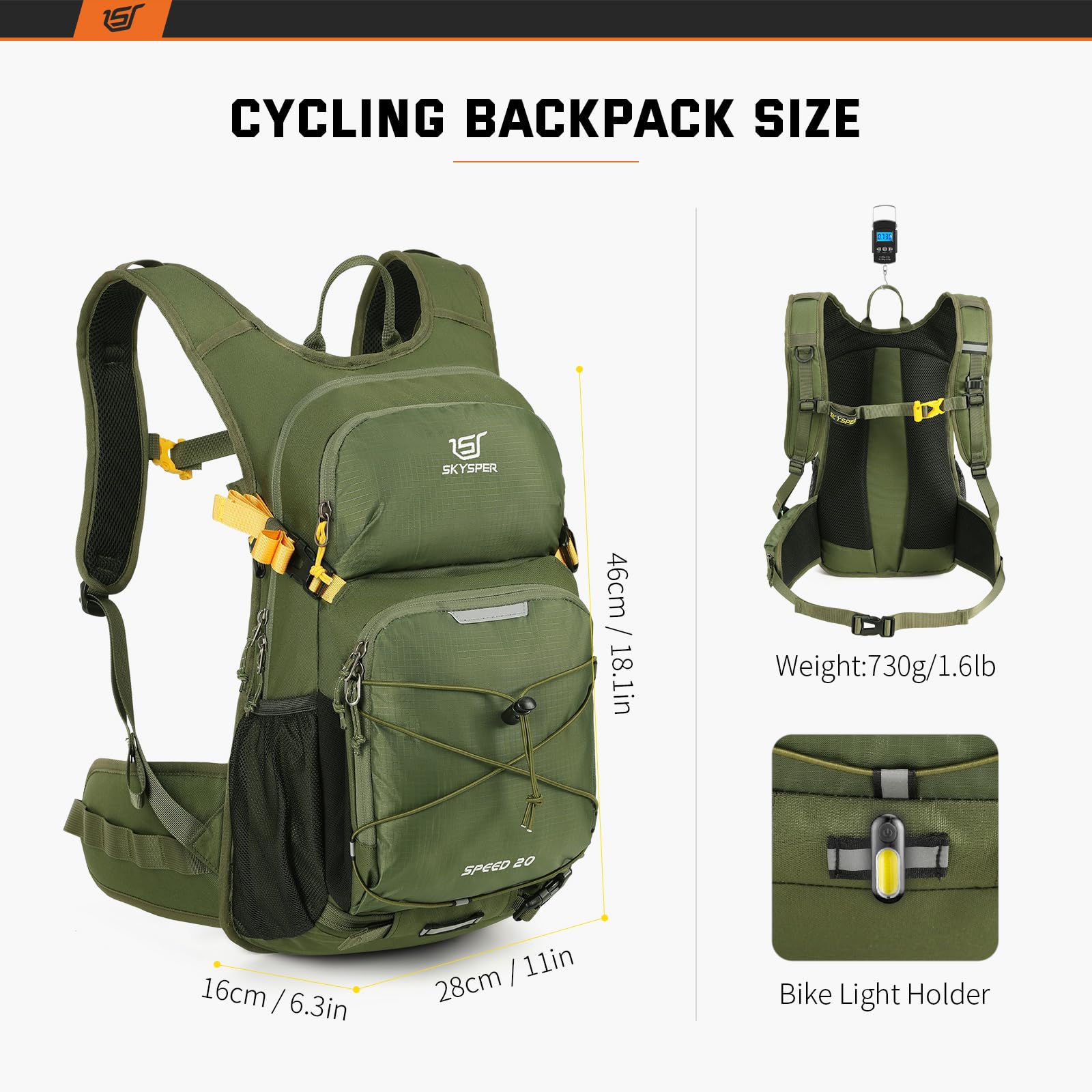 SKYSPER Cycling Backpack 20L Lightweight Bike Backpack for Men Women Running Rucksack for Biking Hiking Climbing(Armygreen) Backpacks Default Title Default Title