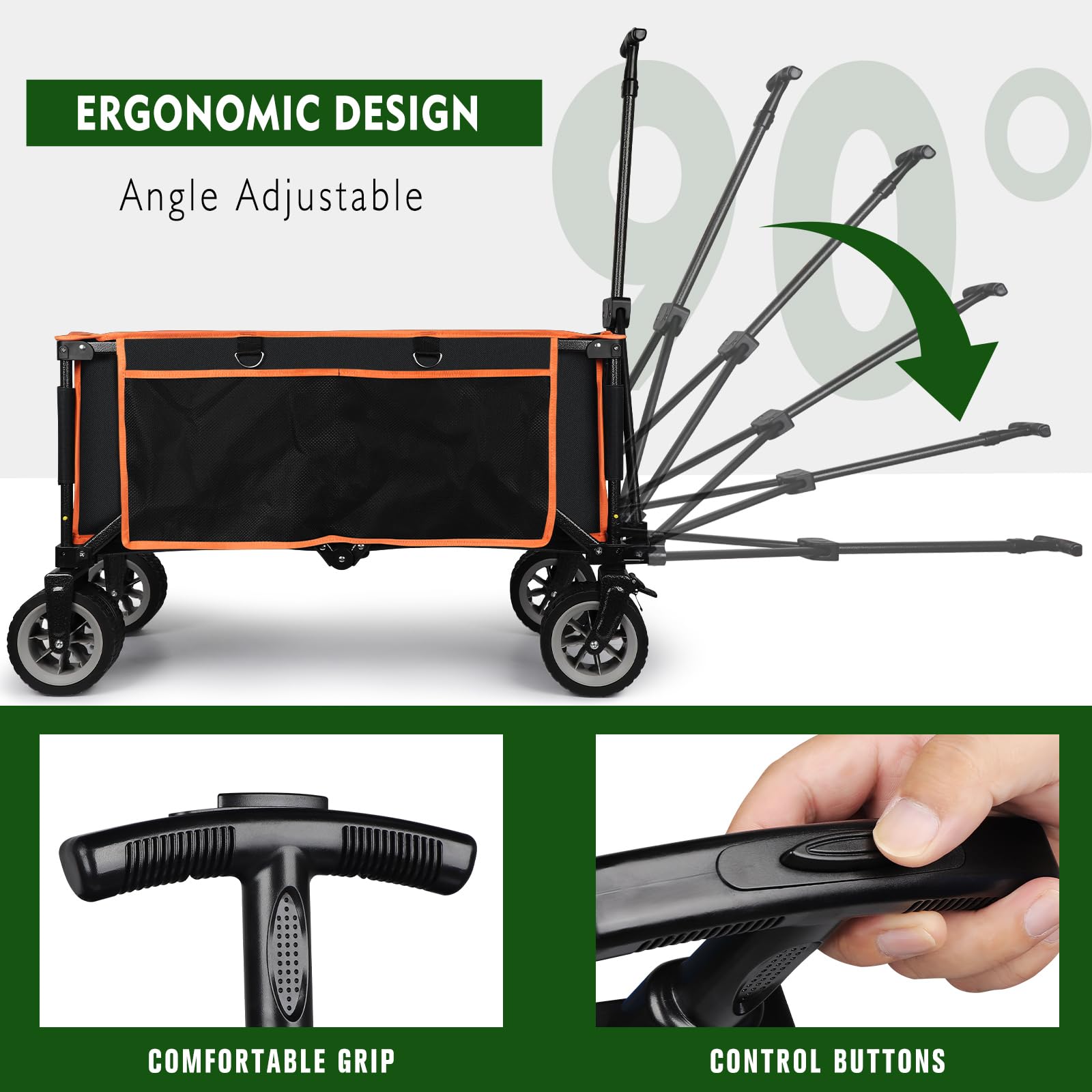 Folding Festival Trolley Collapsible Camping Garden Trolley Cart with 200KG Capacity, Heavy Duty Outdoor Beach Wagon, All Terrain Utility Wagon for Garden Tool Organisers Default Title Default Title