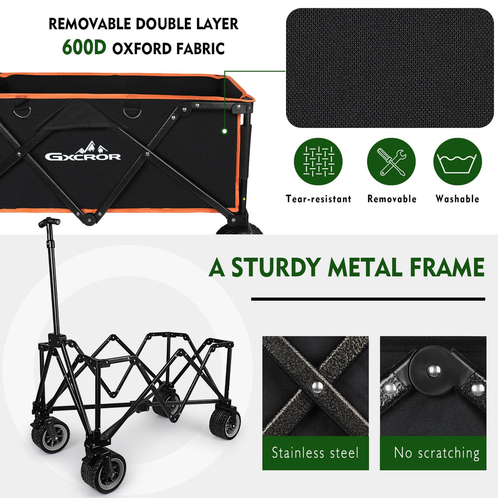 Folding Festival Trolley Collapsible Camping Garden Trolley Cart with 200KG Capacity, Heavy Duty Outdoor Beach Wagon, All Terrain Utility Wagon for Garden Tool Organisers Default Title Default Title