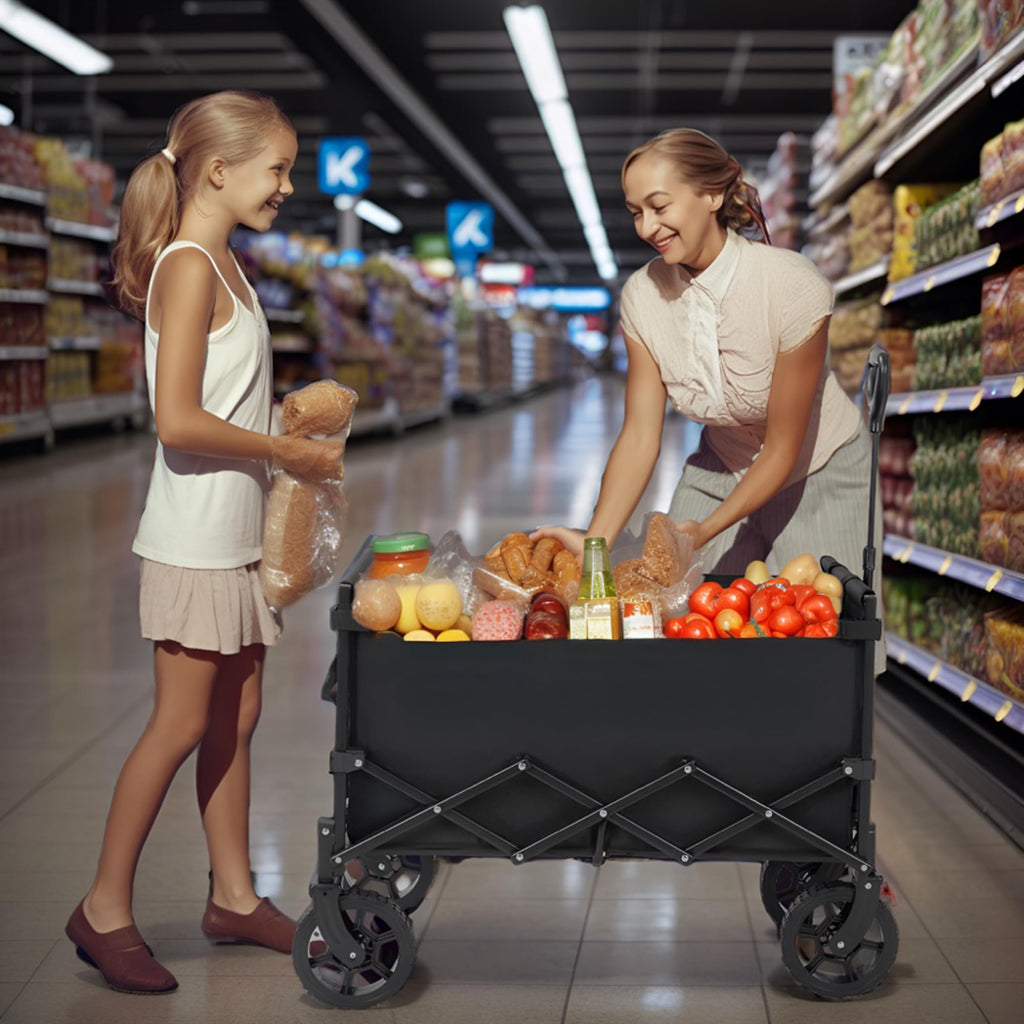 Finnhomy 150L Folding Camping Trolley with Brake, Collapsible Festival Trolley with Removable Wheels, 150KGs Capacity with Drink Holders Garden Tool Organisers Default Title Default Title