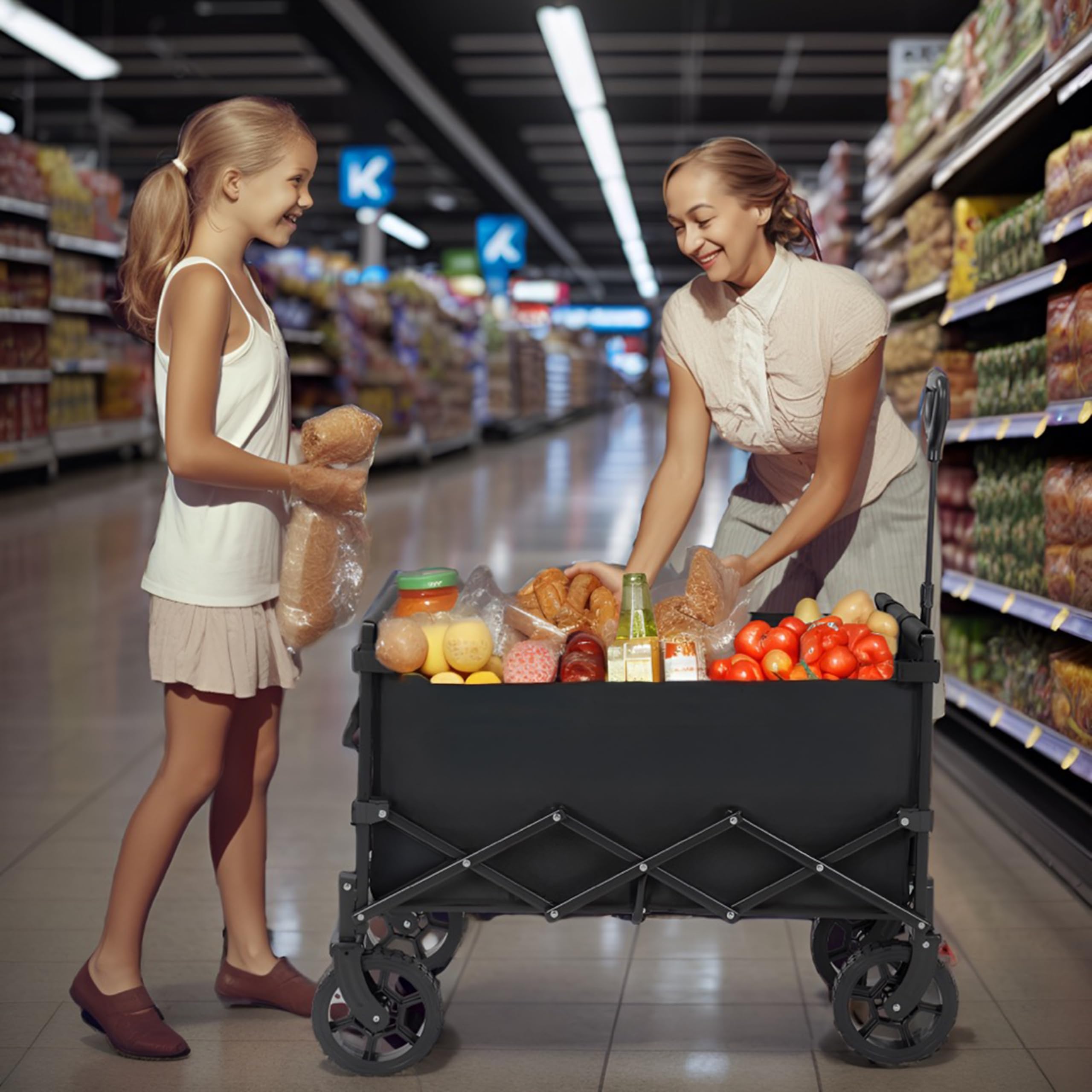 Finnhomy 150L Folding Camping Trolley with Brake, Collapsible Festival Trolley with Removable Wheels, 150KGs Capacity with Drink Holders Garden Tool Organisers Default Title Default Title