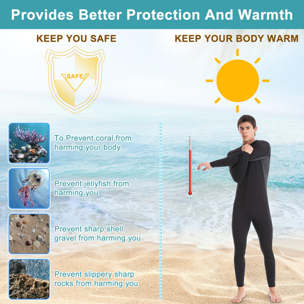 Wetsuit for Men, Mens Wetsuits Full Length Wetsuit, 3mm Neoprene Wet Suit Mens Wetsuit Wet Suits for Diving Snorkeling Swimming Surfing Wetsuits Default Title Default Title