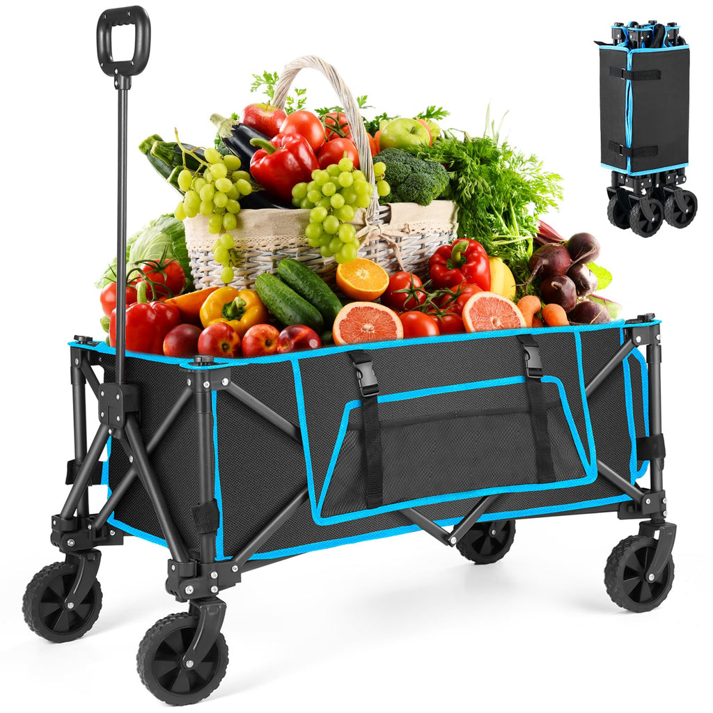 Folding Festival Trolley on Wheels - Foldable Camping Cart 150L Pull Along Garden Wagon Heavy Duty Trolley for Beach Shopping Fishing Picnic Outdoor Garden Tool Organisers Default Title Default Title