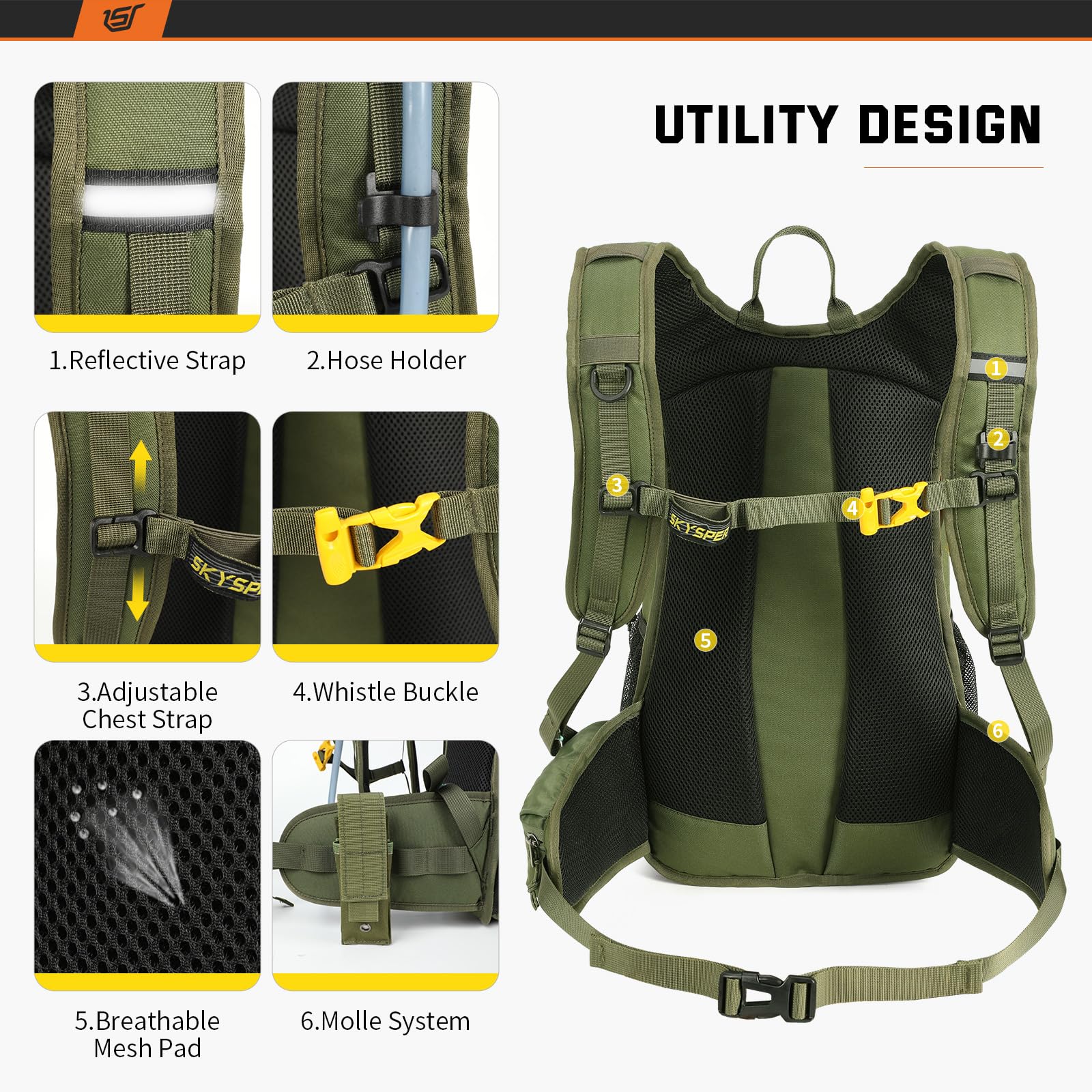 SKYSPER Cycling Backpack 20L Lightweight Bike Backpack for Men Women Running Rucksack for Biking Hiking Climbing(Armygreen) Backpacks Default Title Default Title