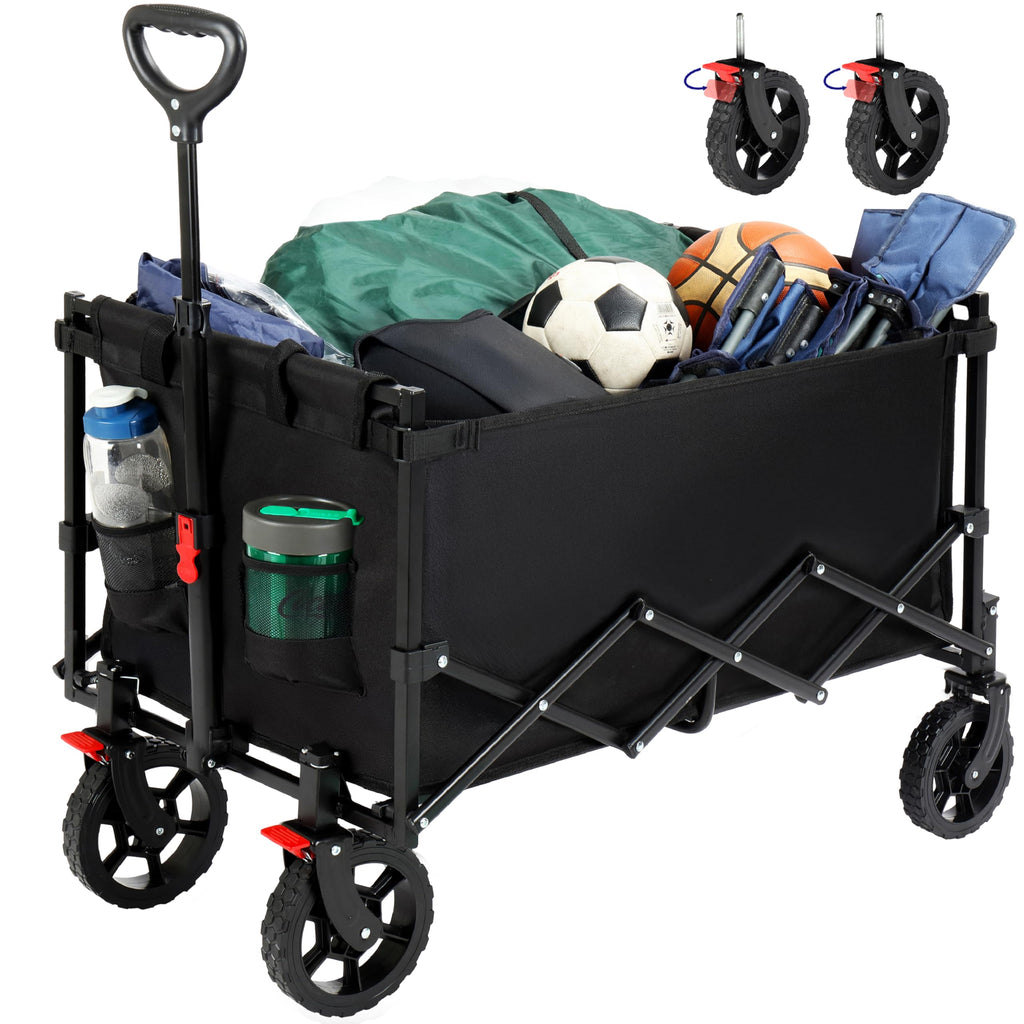 Finnhomy 150L Folding Camping Trolley with Brake, Collapsible Festival Trolley with Removable Wheels, 150KGs Capacity with Drink Holders Garden Tool Organisers Default Title Default Title
