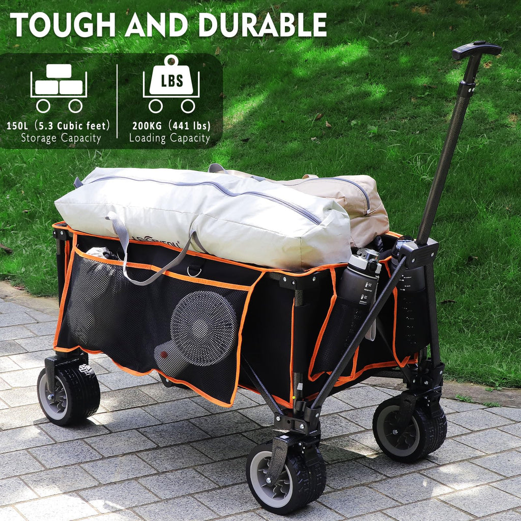 Folding Festival Trolley Collapsible Camping Garden Trolley Cart with 200KG Capacity, Heavy Duty Outdoor Beach Wagon, All Terrain Utility Wagon for Garden Tool Organisers Default Title Default Title