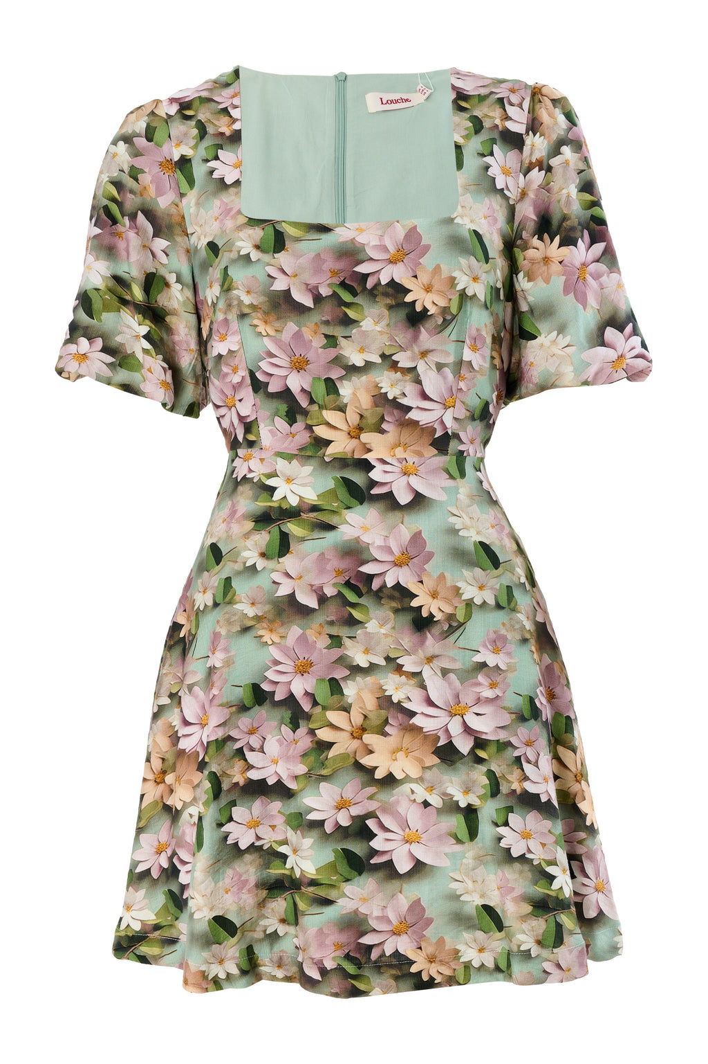Agata 3D Daisy Print Mini Dress - Green Dresses 8 8 10 12 14 16