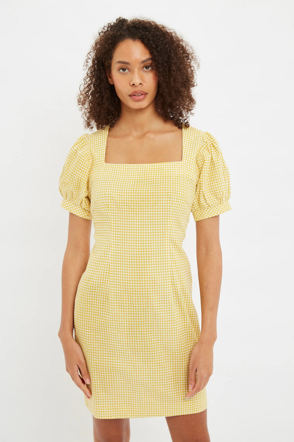 Louche Anouk Summer Gingham Body Con Mini Dress In Yellow Dresses 8 Yellow/White 8 / Yellow/White 10 / Yellow/White 12 / Yellow/White 14 / Yellow/White 16 / Yellow/White