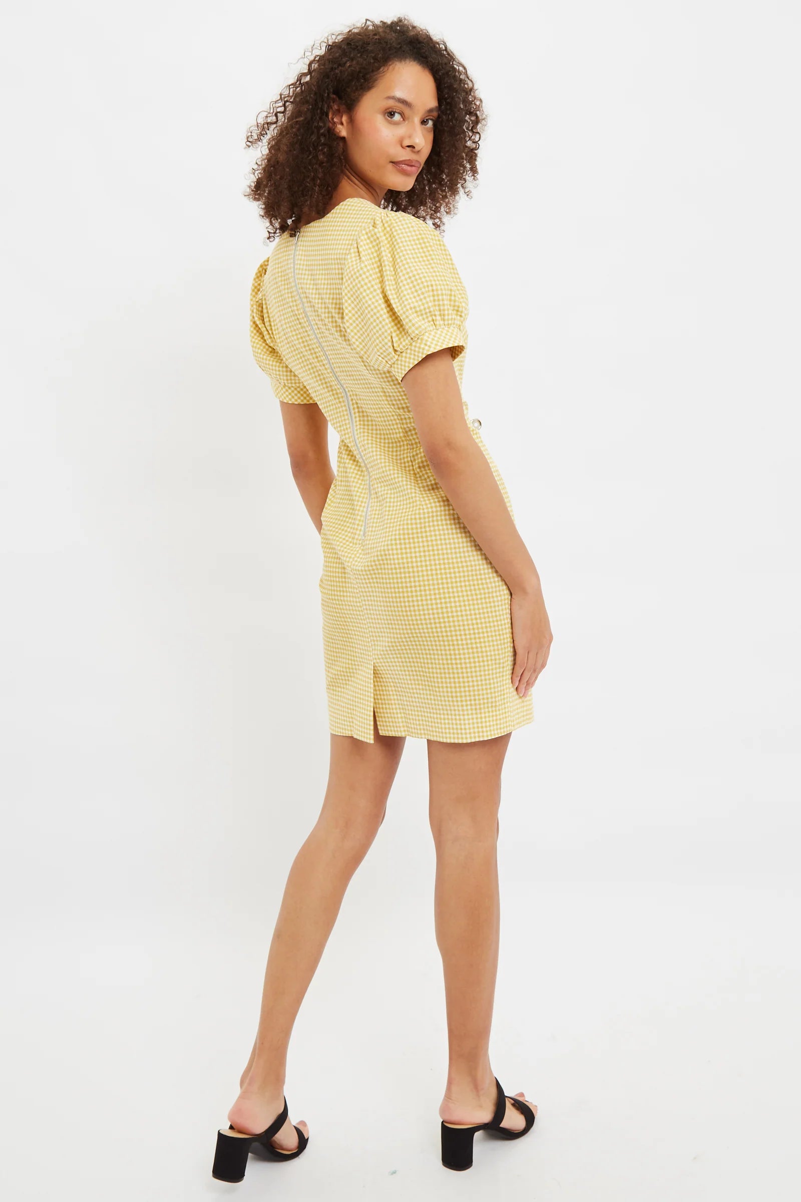 Louche Anouk Summer Gingham Body Con Mini Dress In Yellow Dresses 8 Yellow/White 8 / Yellow/White 10 / Yellow/White 12 / Yellow/White 14 / Yellow/White 16 / Yellow/White