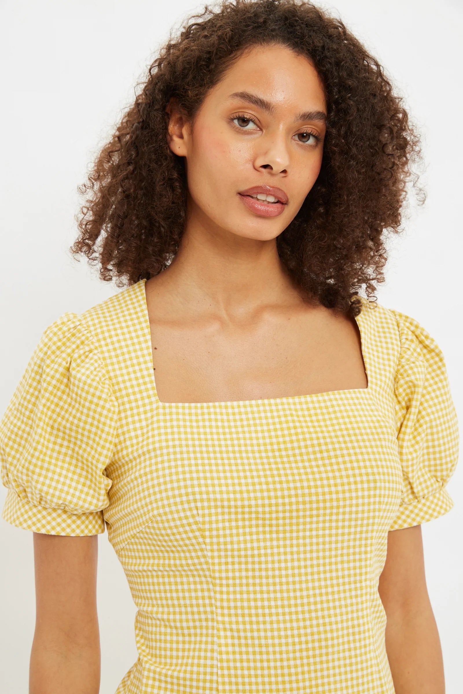 Louche Anouk Summer Gingham Body Con Mini Dress In Yellow Dresses 8 Yellow/White 8 / Yellow/White 10 / Yellow/White 12 / Yellow/White 14 / Yellow/White 16 / Yellow/White