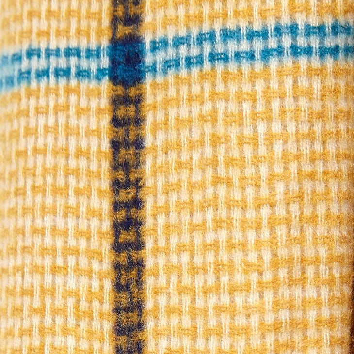 Louche Aoife Fluffy Warm Handle Woven Check Scarf With Tassels - Mustard scarves Mustard Mustard