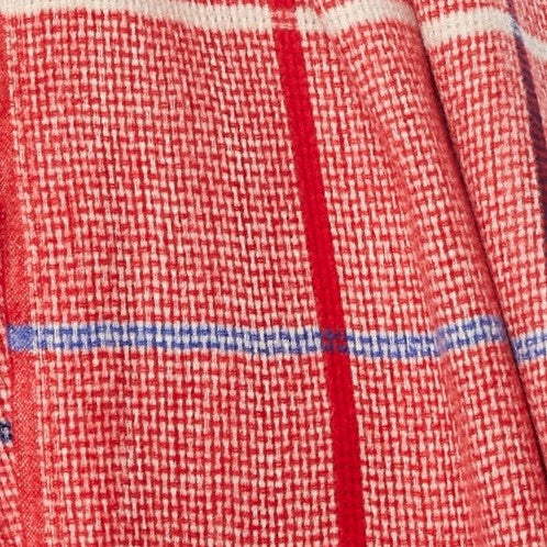 Louche Aoife Fluffy Warm Handle Woven Check Scarf With Tassels - Red scarves Red Red