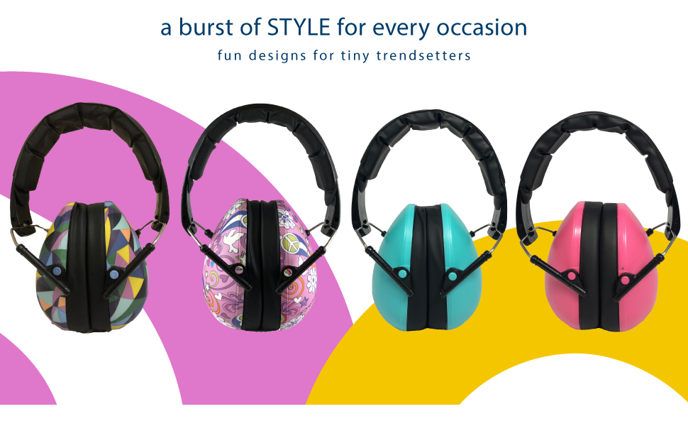 Kids Hearing Protection Earmuffs Hearing Protection Sky Blue Sky Blue Petal Pink Onyx Prism Lagoon Blue Graffiti Kaleidoscope Peace Navy Blue Transport Magenta Maroon Dark Green Grey Butterfly