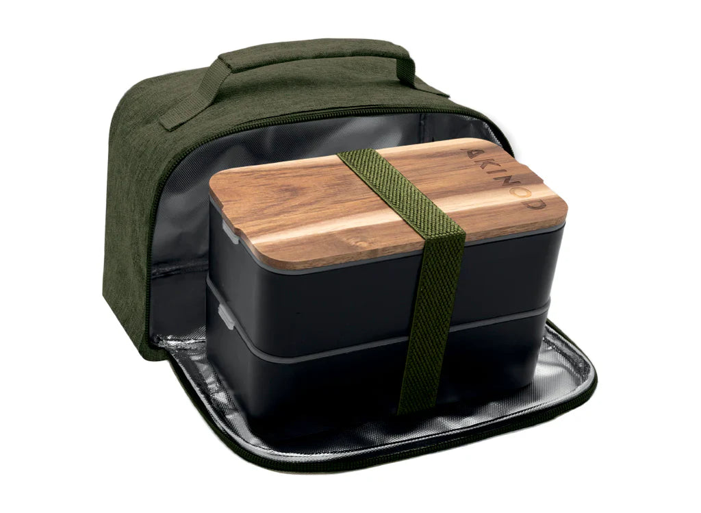 Akinod Bento + Insulated Lunch Bag (Various Colours) White/Blue Jeans White/Blue Jeans White/Terracotta