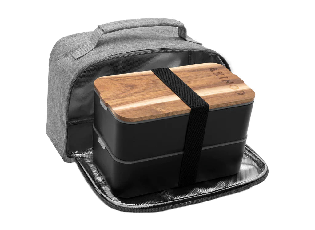 Akinod Bento + Insulated Lunch Bag (Various Colours) White/Blue Jeans White/Blue Jeans White/Terracotta