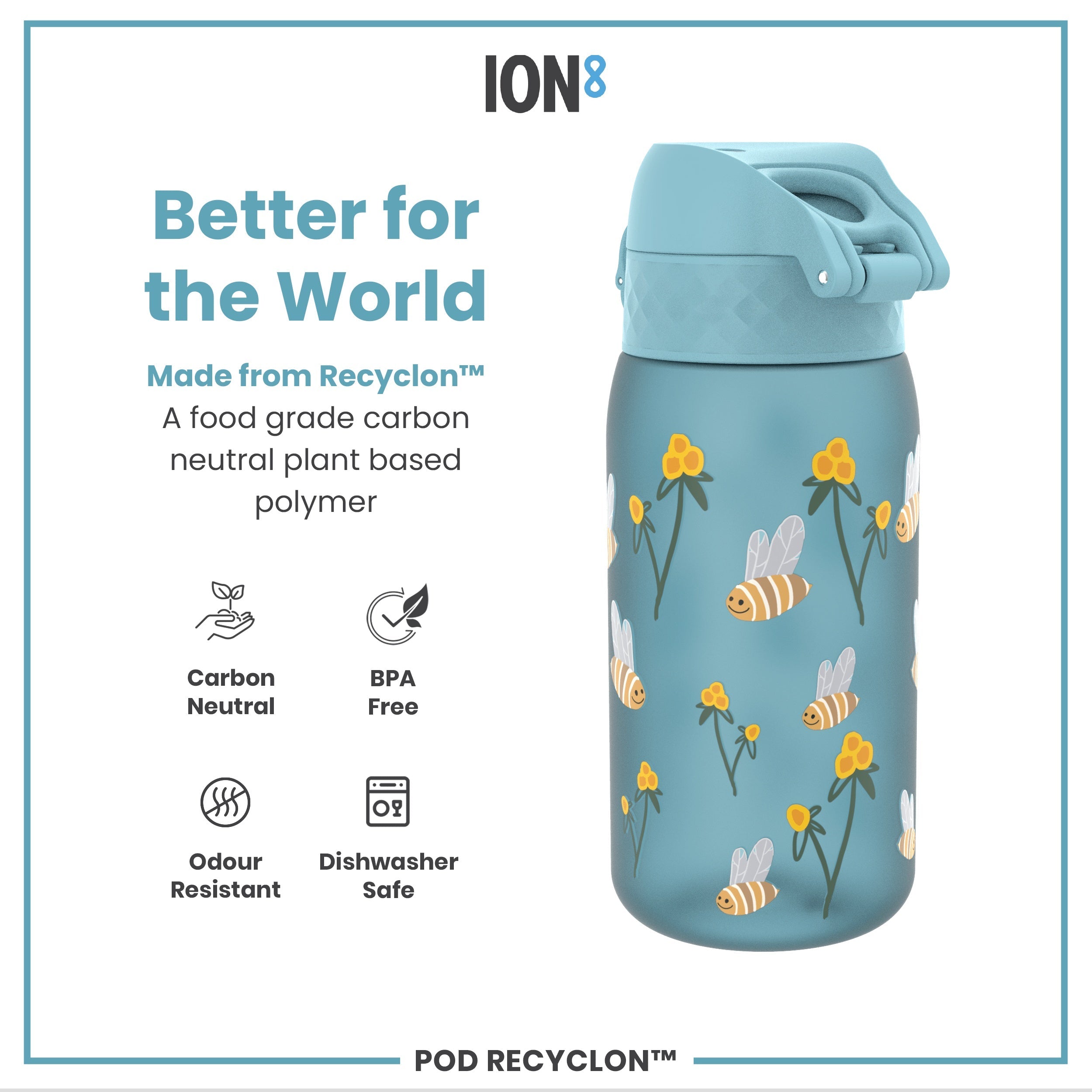Leak Proof Kids' Water Bottle, Recyclon, Bumble Bees, 350ml (12oz)