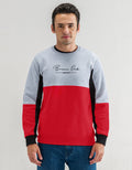 Heather Grey and Red Colour Block Sweatshirt