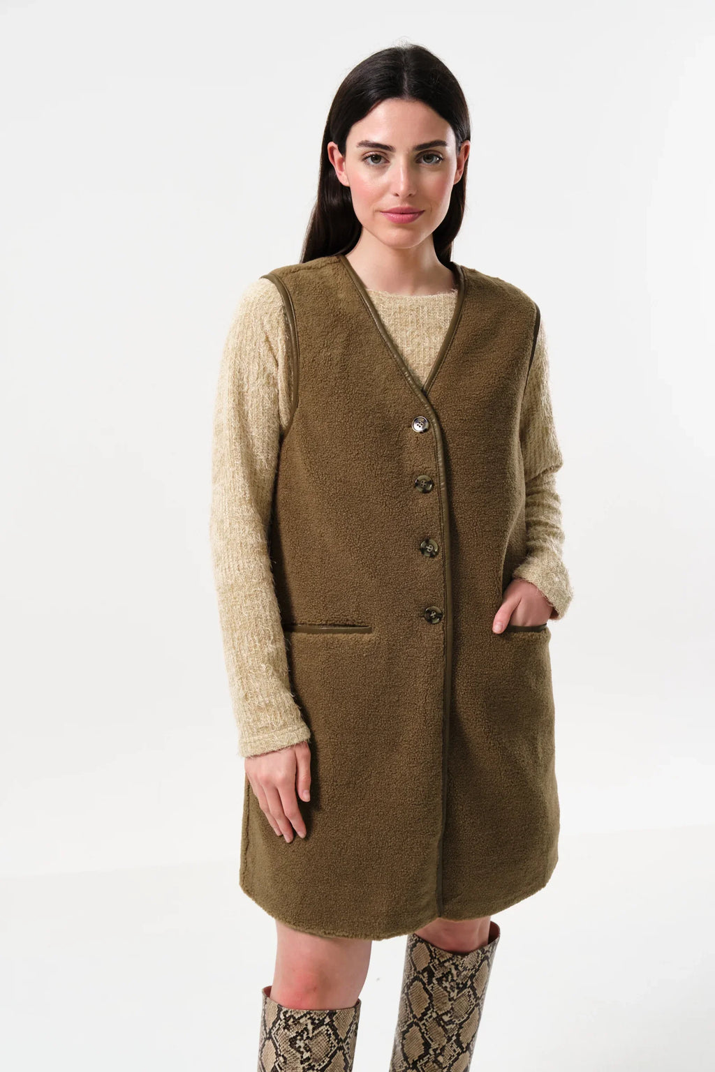 Cathel Borg Longline Waistcoat - Nutmeg Waistcoats 8 Nutmeg 8 / Nutmeg 10 / Nutmeg 12 / Nutmeg 14 / Nutmeg