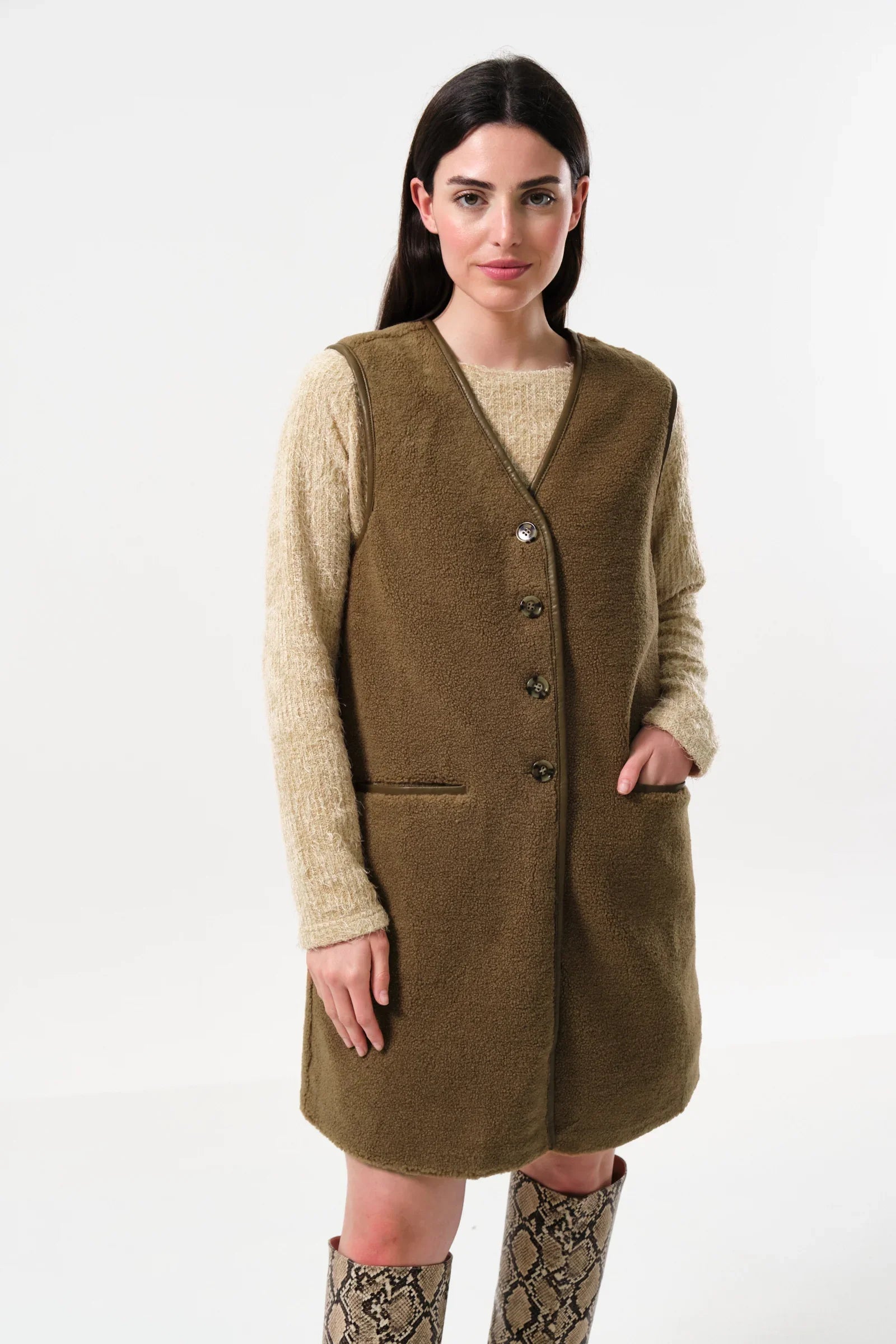 Cathel Borg Longline Waistcoat - Nutmeg Waistcoats 8 Nutmeg 8 / Nutmeg 10 / Nutmeg 12 / Nutmeg 14 / Nutmeg